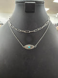 Turquoise Concho Stamped Pendant Necklace