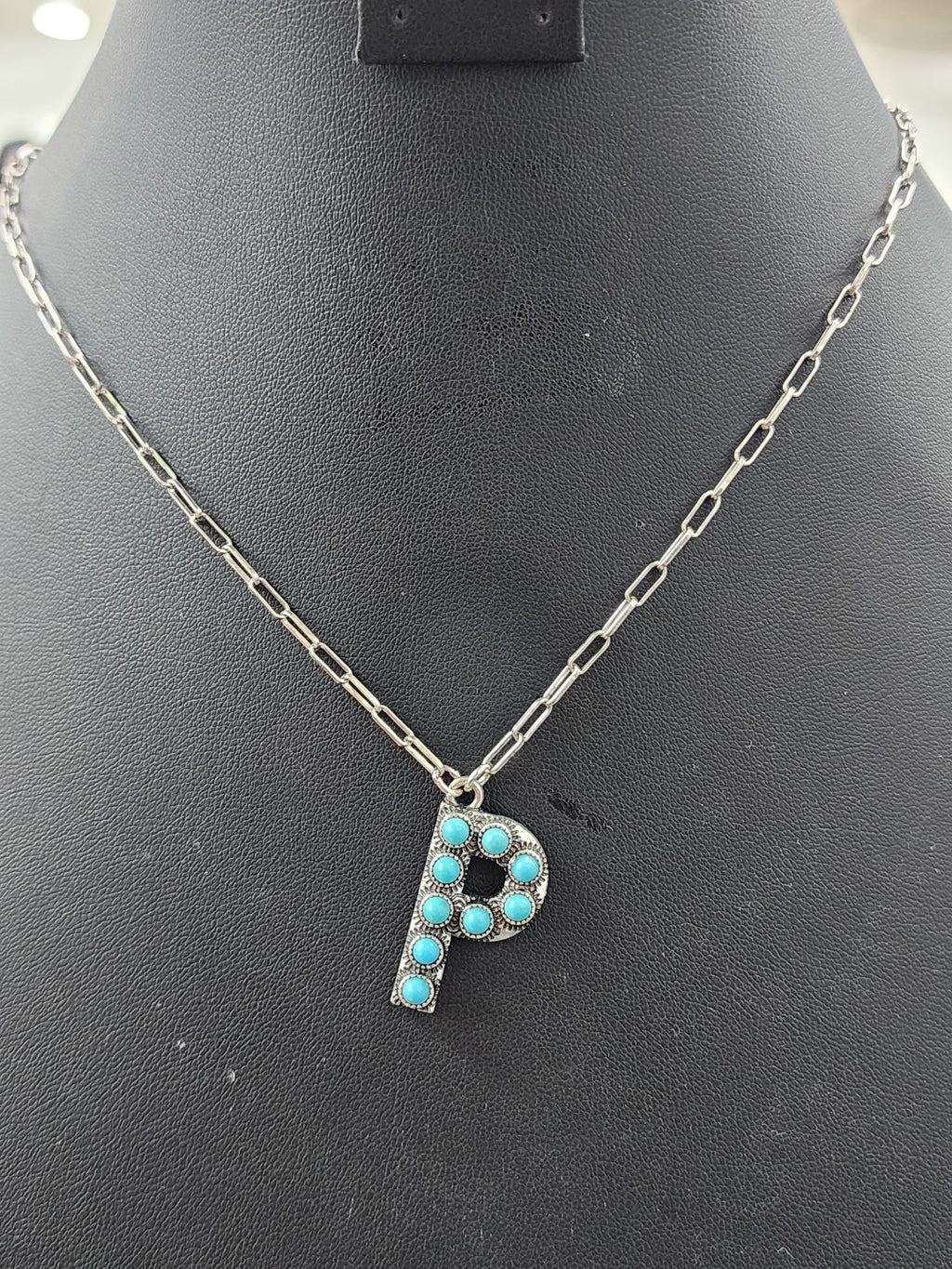 Turquoise Cluster Letter Necklace
