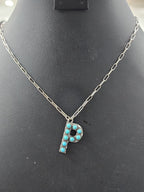 Turquoise Cluster Letter Necklace