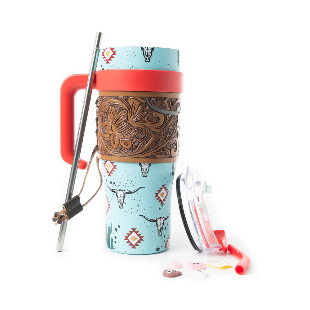 Wyoming Hand Tooled Tumbler