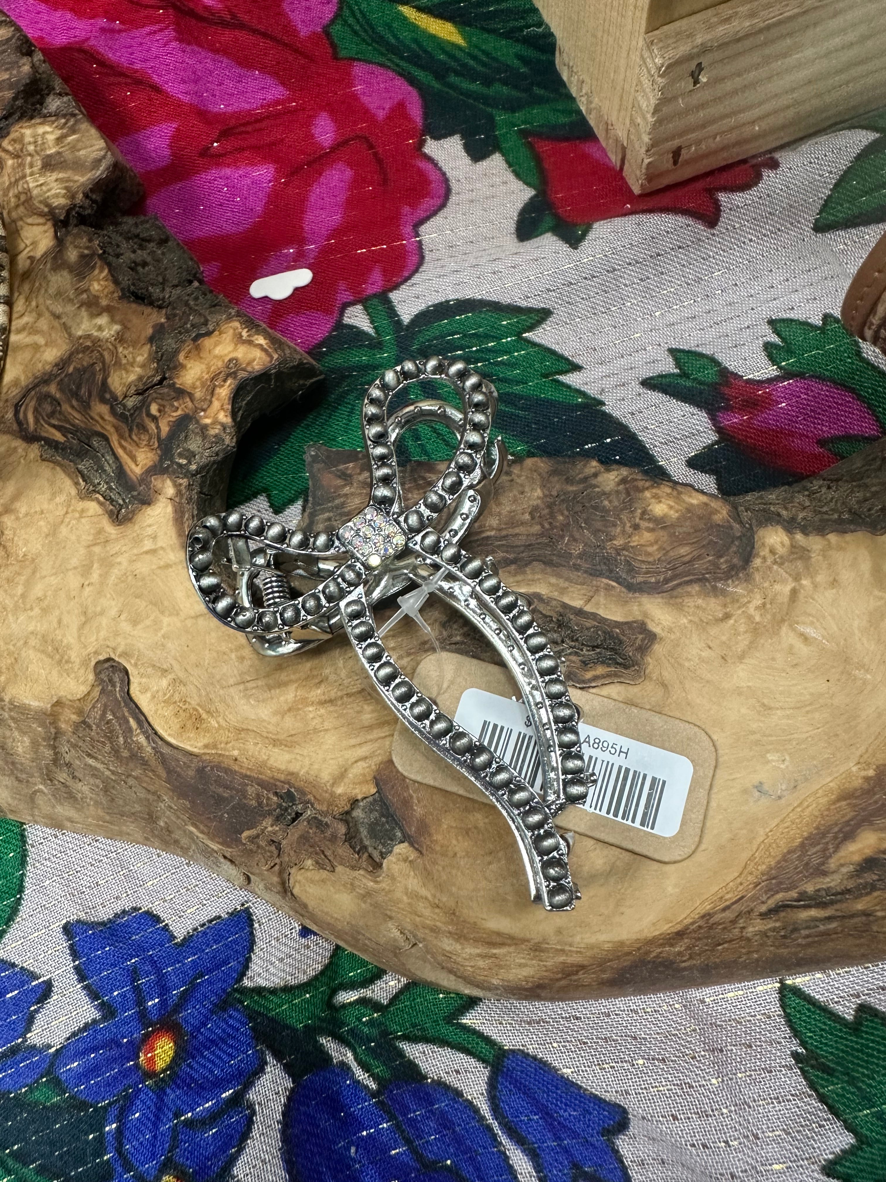 Silver Ribbon Hair Clip