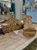Isabella Floral Embossed Wedges
