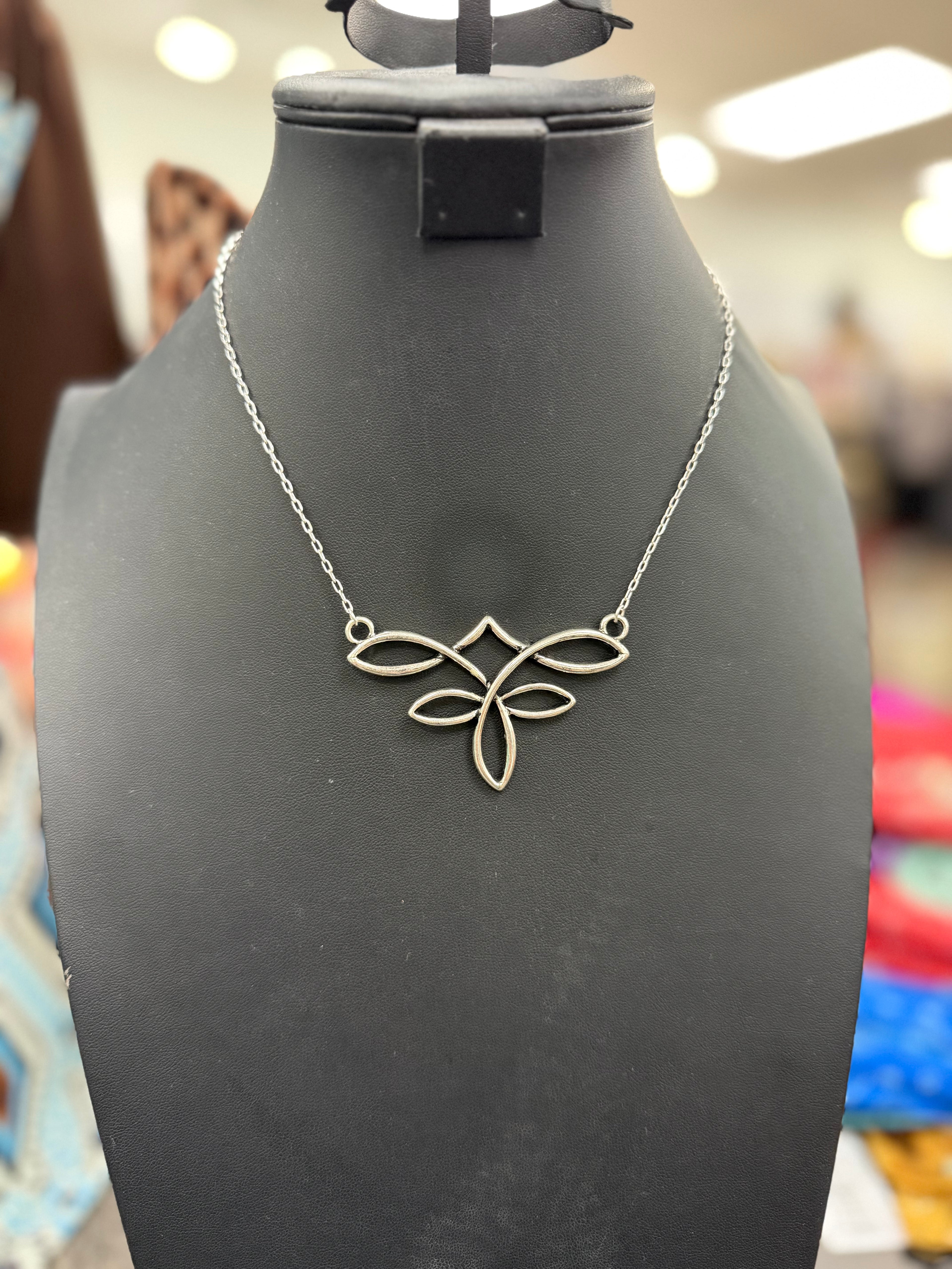 Silver Boot Stitch Pendant Necklace