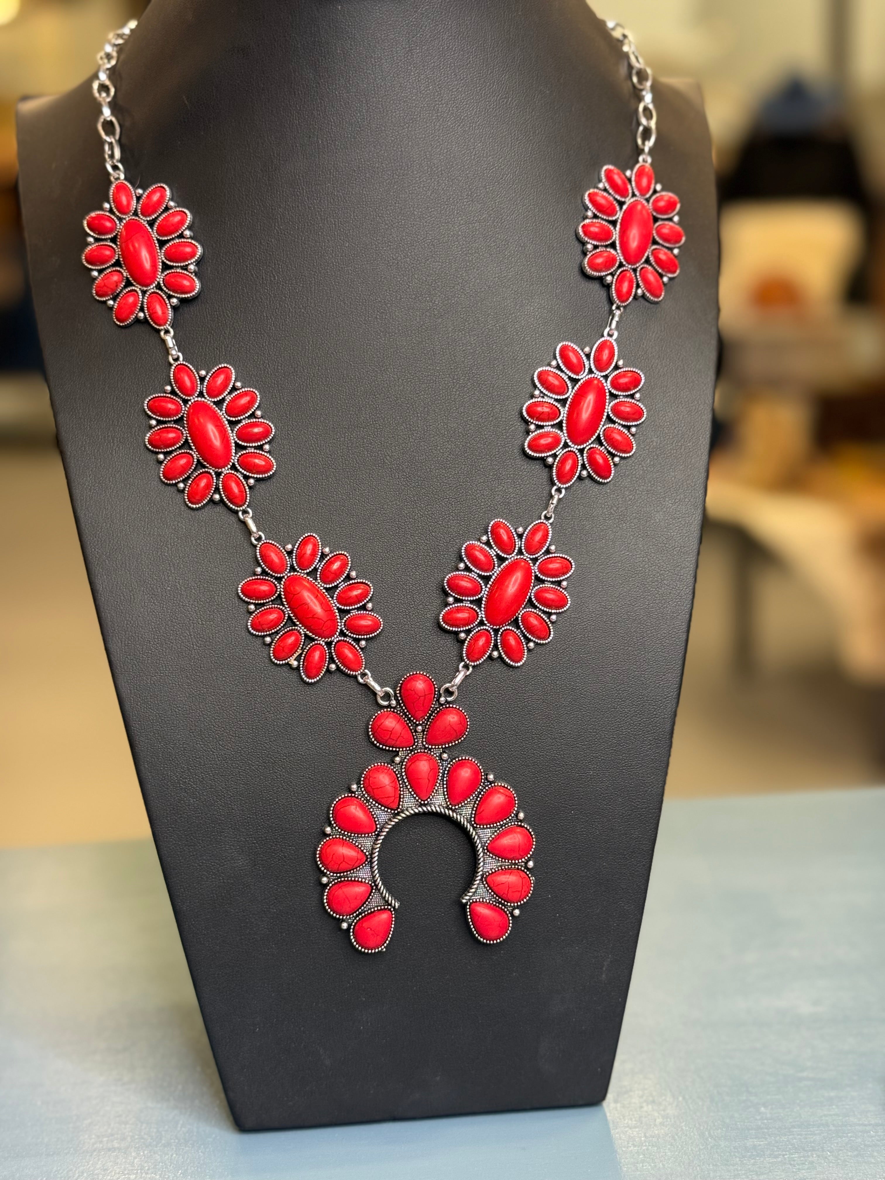 Coral Inspired Cluster Squash Necklace and Earrings Set