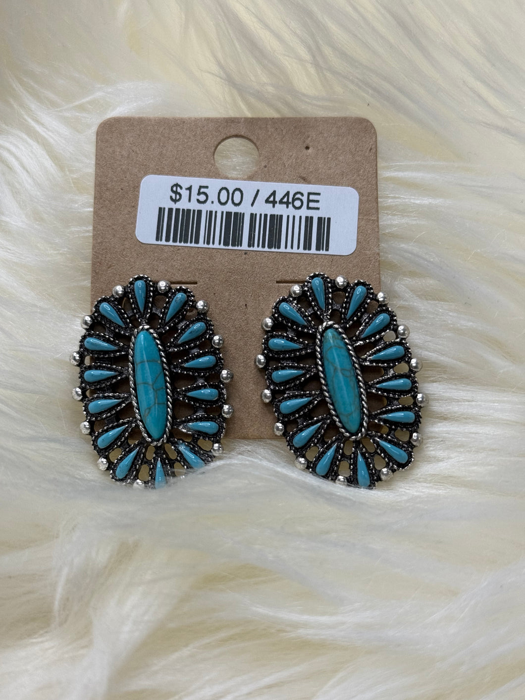 Turquoise Needlepoint Cluster Post Earrings