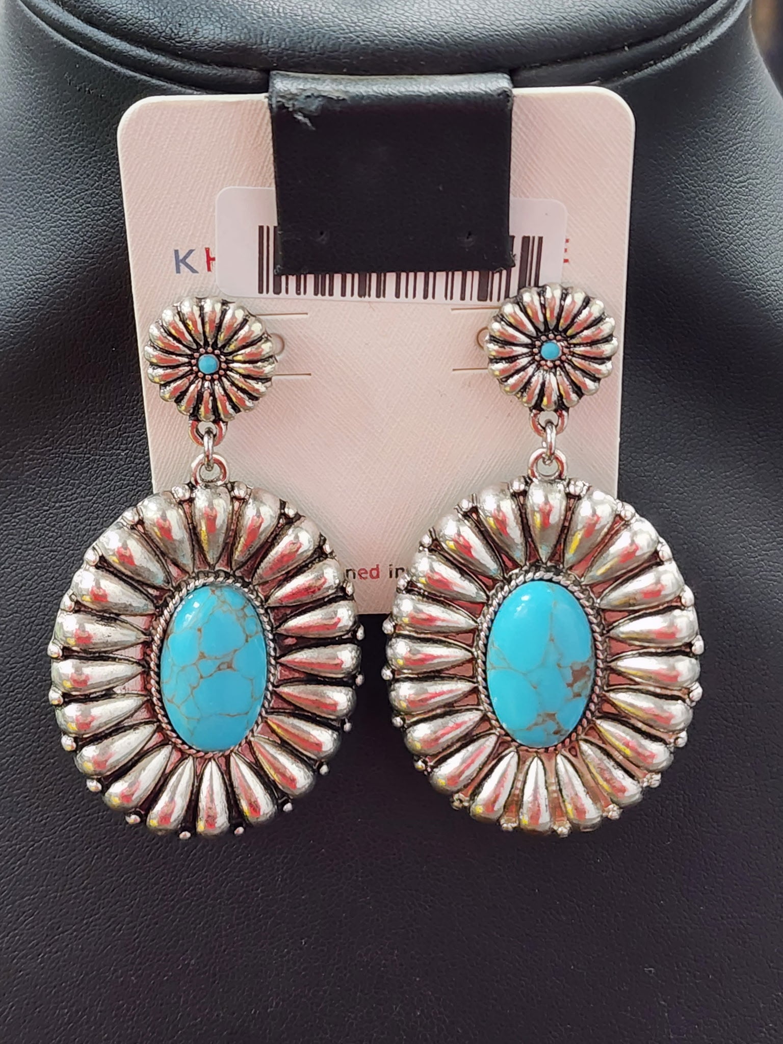 Turquoise Stone Cluster Post Earrings