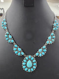 Turquoise Half Cluster Necklace and Earrings Set