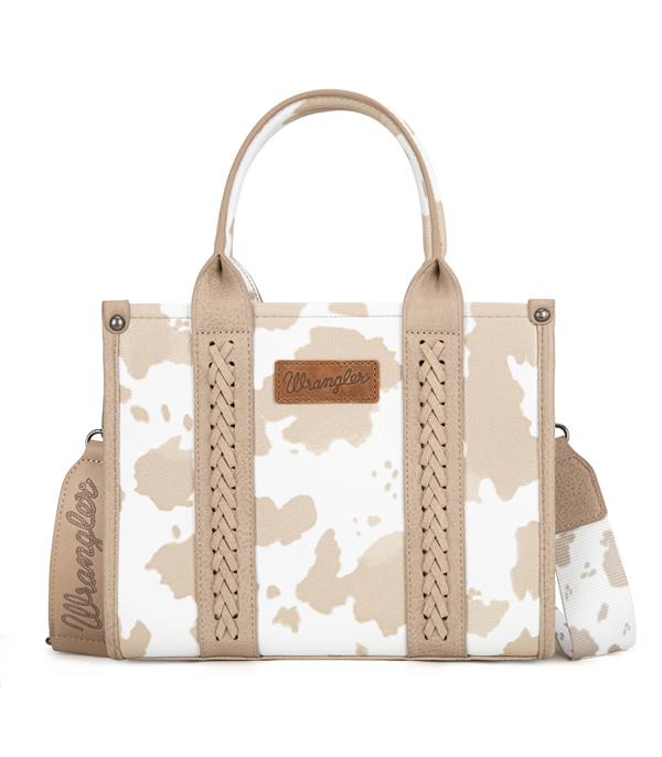 Wrangler Khaki Cow Print Mini Tote Crossbody