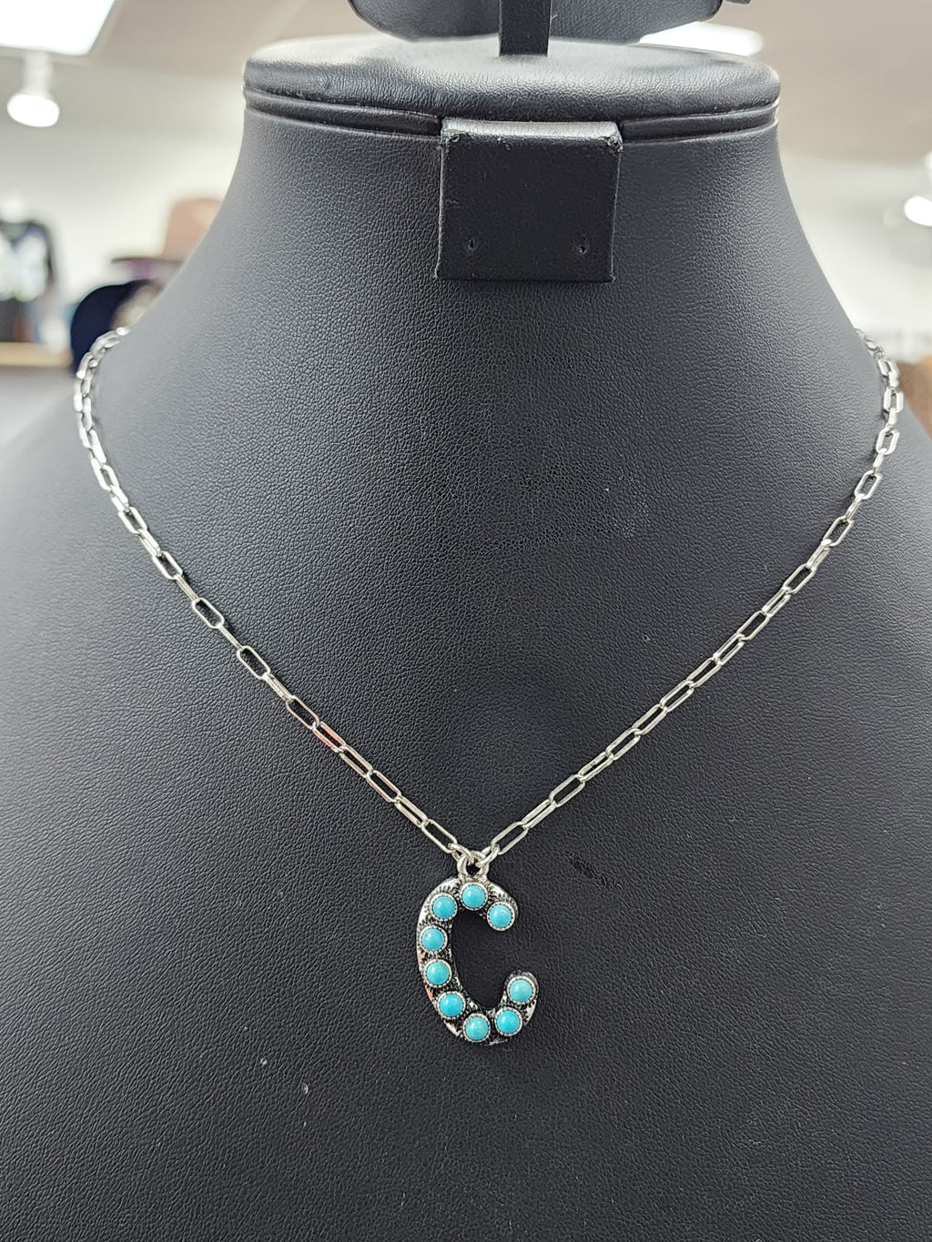 Turquoise Cluster Letter Necklace