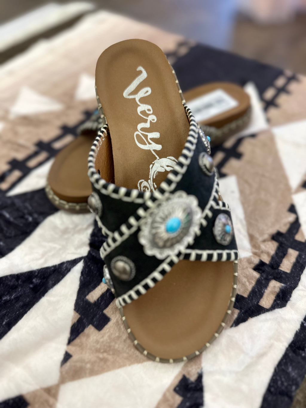 Betsy Black Concho Sandals