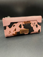 Load image into Gallery viewer, Wrangler Pink Cow Print Long Wallet
