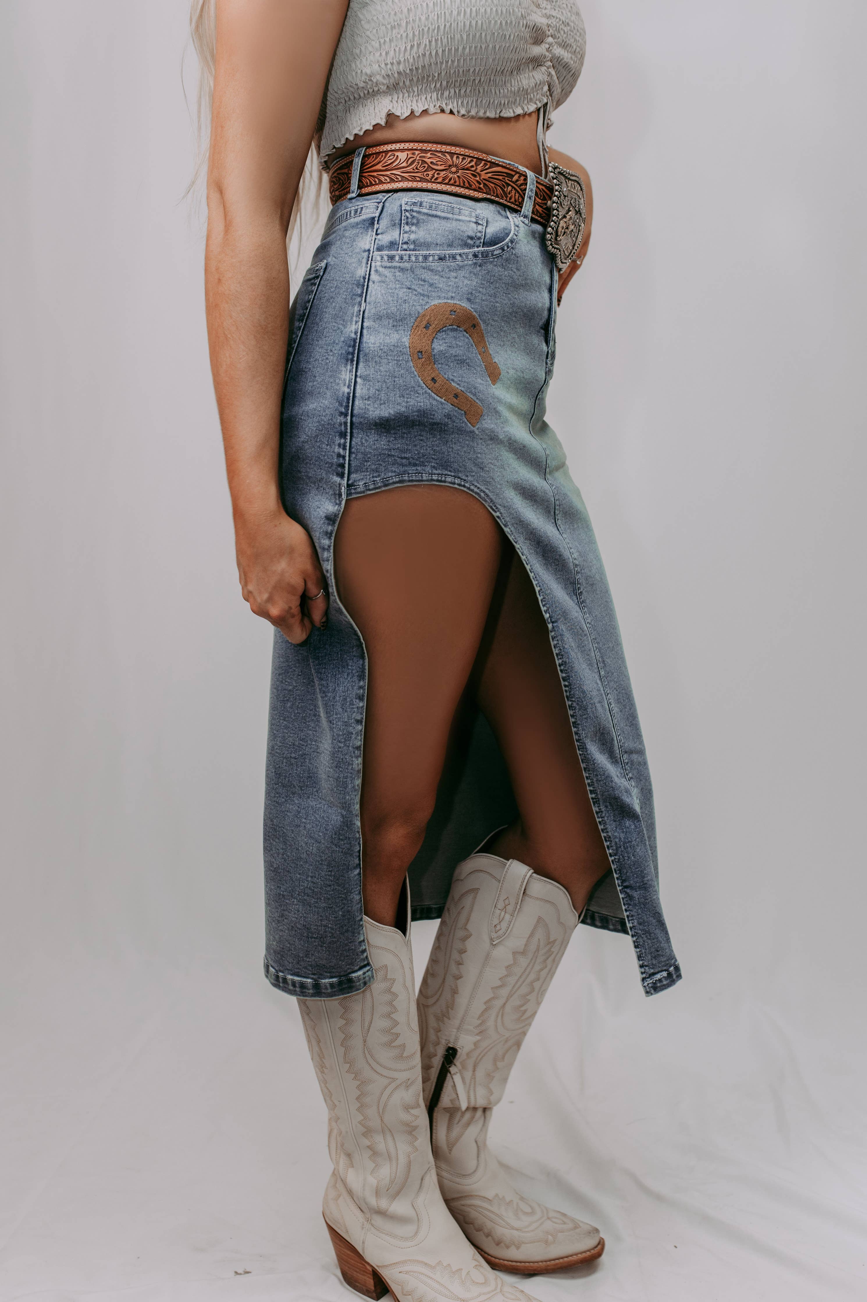 Horseshoe Denim Skirt