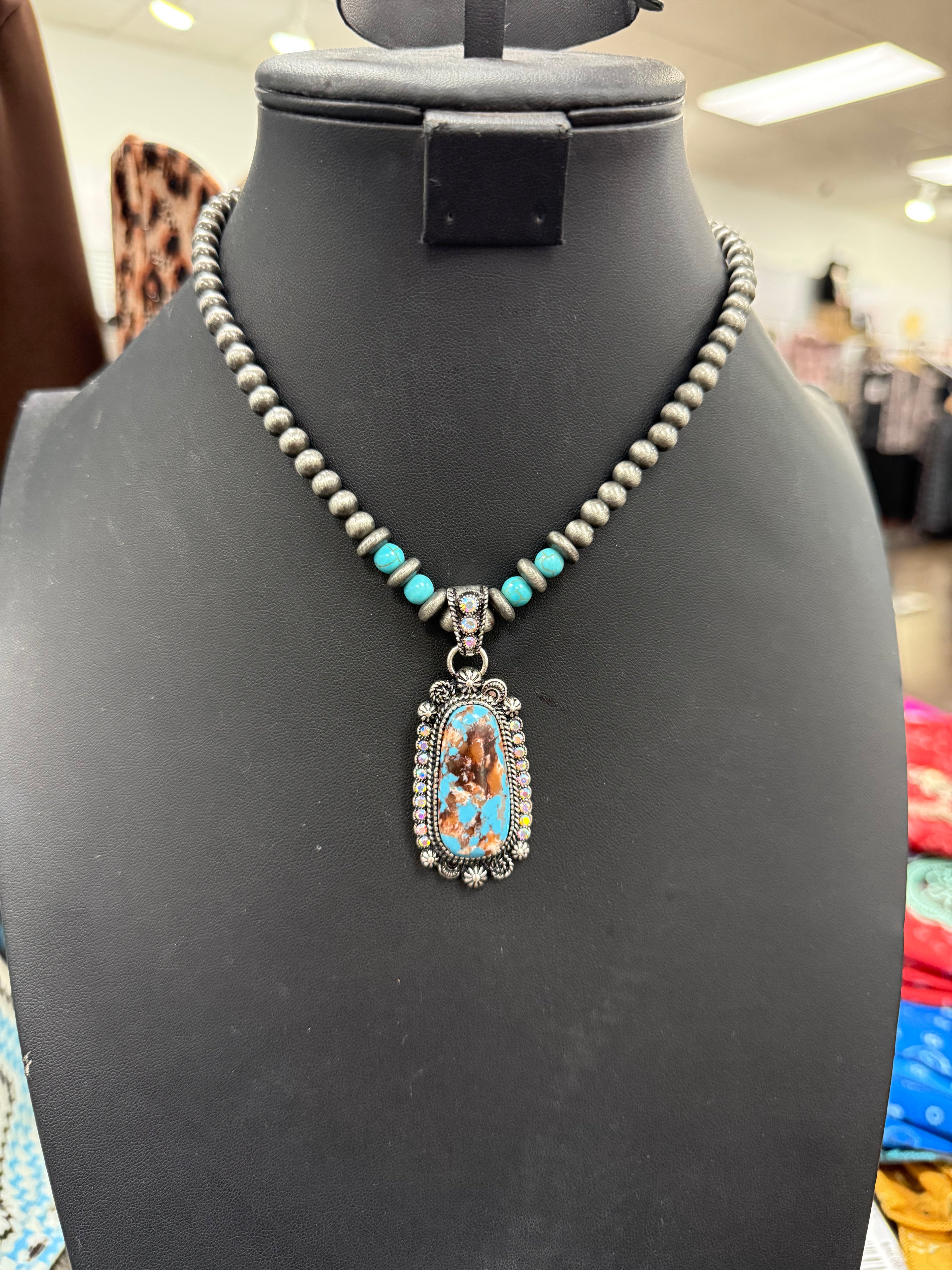 Turquoise Pearl NAT Pendant Necklace