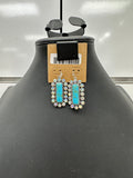 Turquoise Crystal Cluster Fishhook Earrings