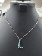 Turquoise Cluster Letter Necklace