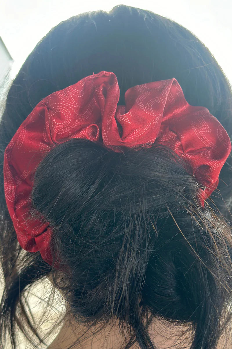 Red Boot Stitch Scrunchie