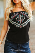 Black Embroidered Tank Top
