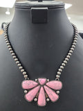 Pink Half Cluster Pendant Necklace and Earrings Set