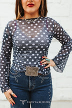 Horse Bit Polka Dot Mesh Top