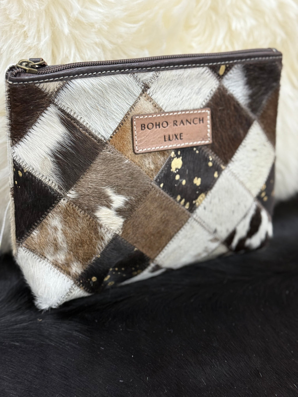 Brown Cowhide Make-Up Bag