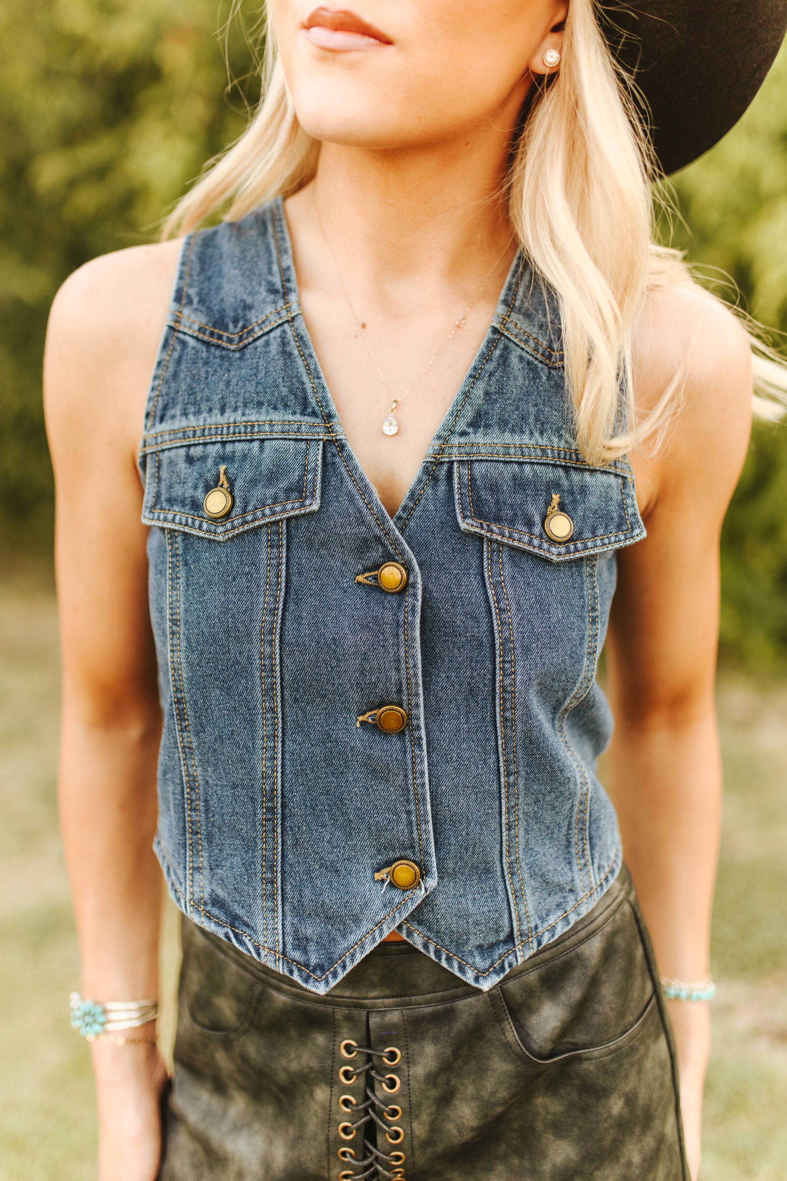 Denim Concho Vest