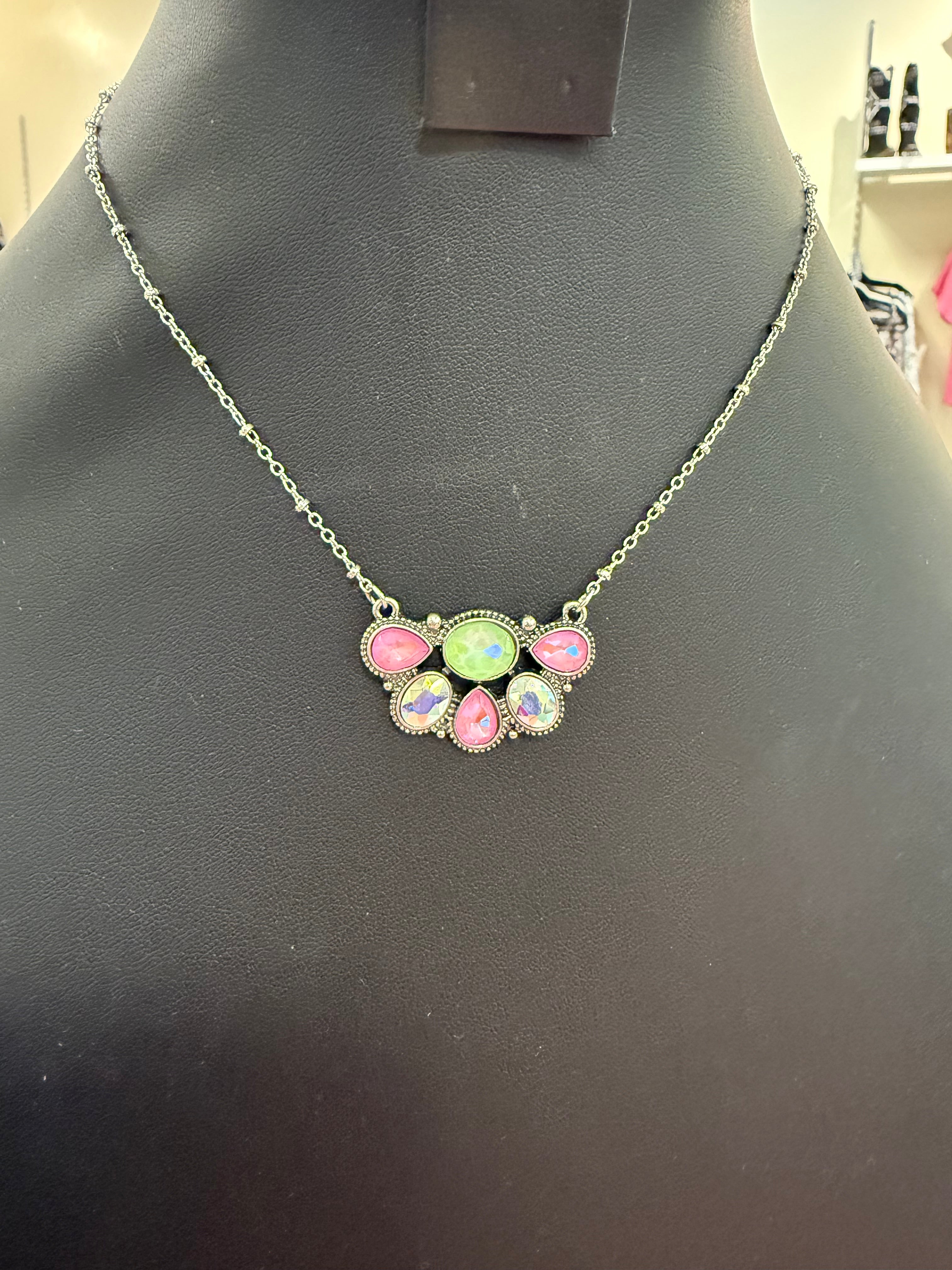 Crystal Half Cluster Necklace
