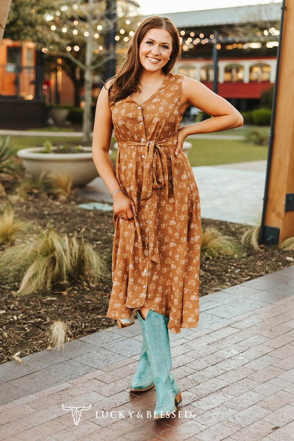 Western Vibes Pearl Snap Dress