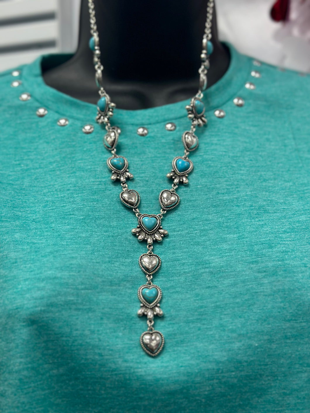 Turquoise Heart Y Necklace