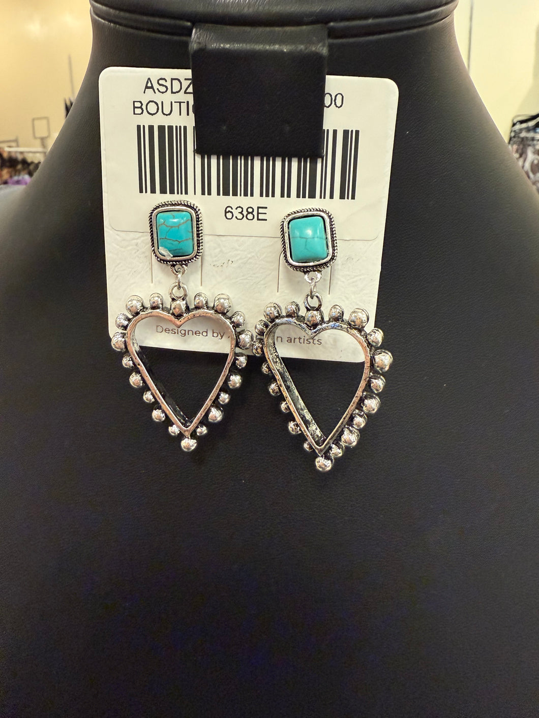 Turquoise Heart Bead Post Earrings
