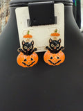 Cat & Pumpkin Post Earrings