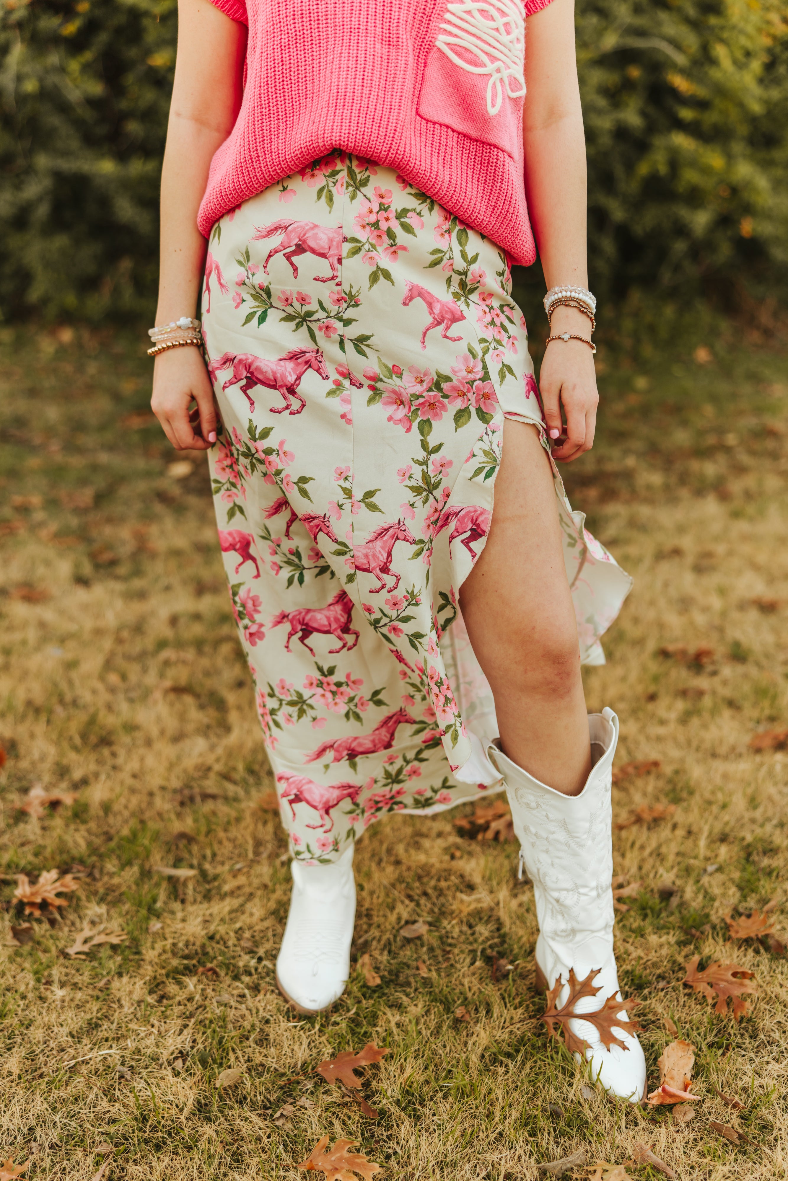 Pink Horse Floral Skirt