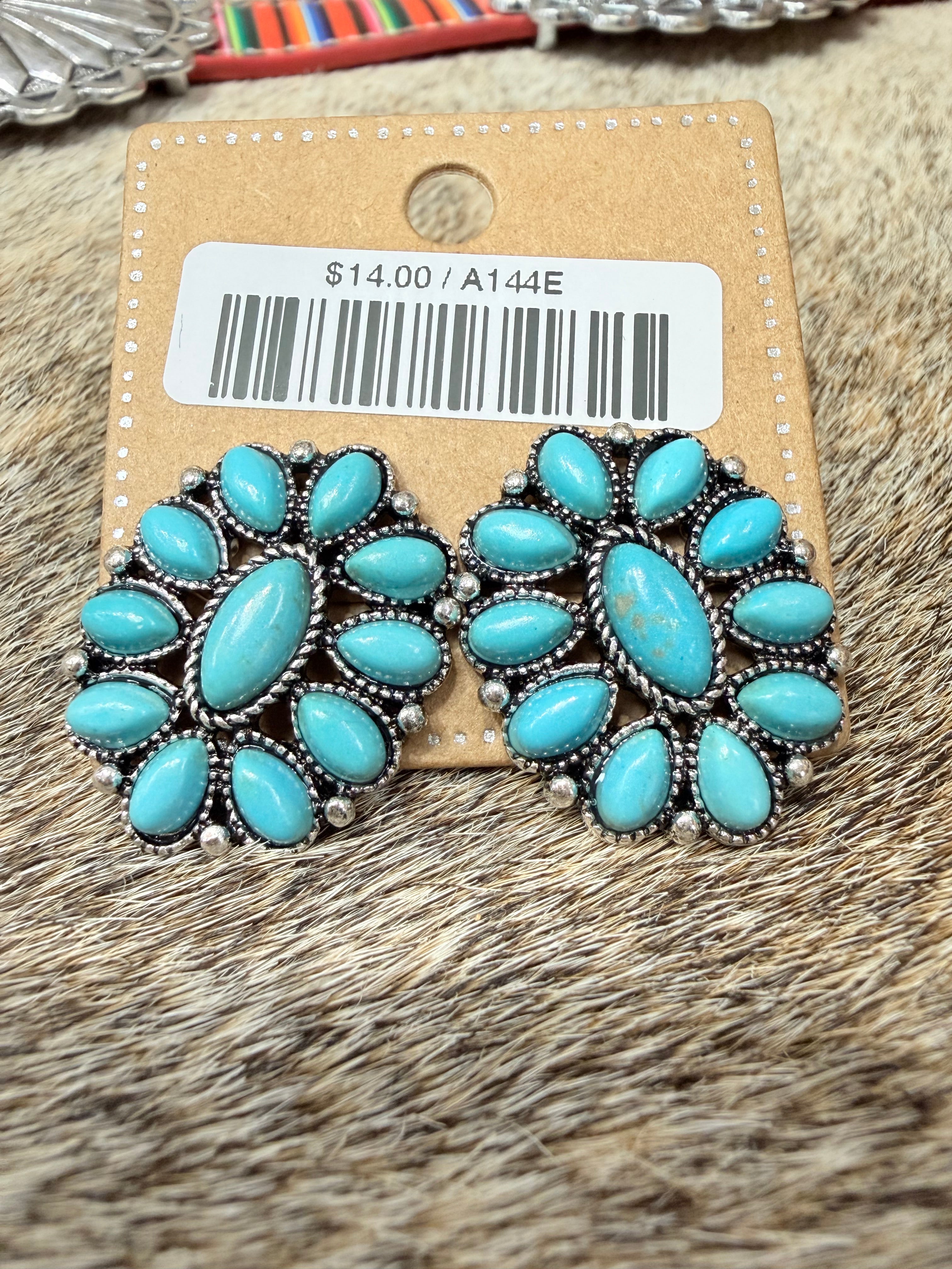 Turquoise Cluster Post Earrings