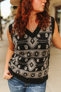 Black Southwestern Knit Sweater