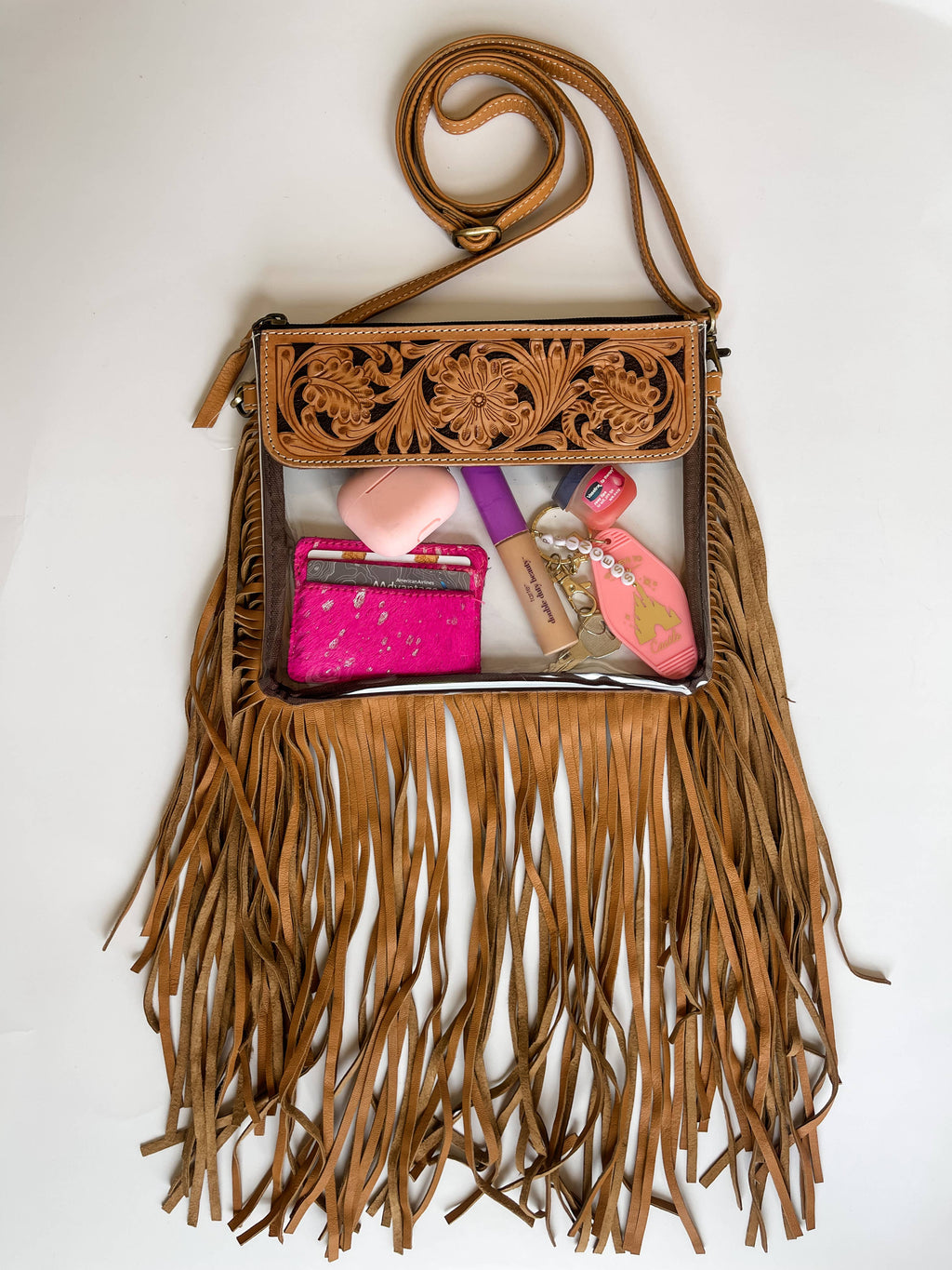 Hand Tooled Clear Purse Crossbody