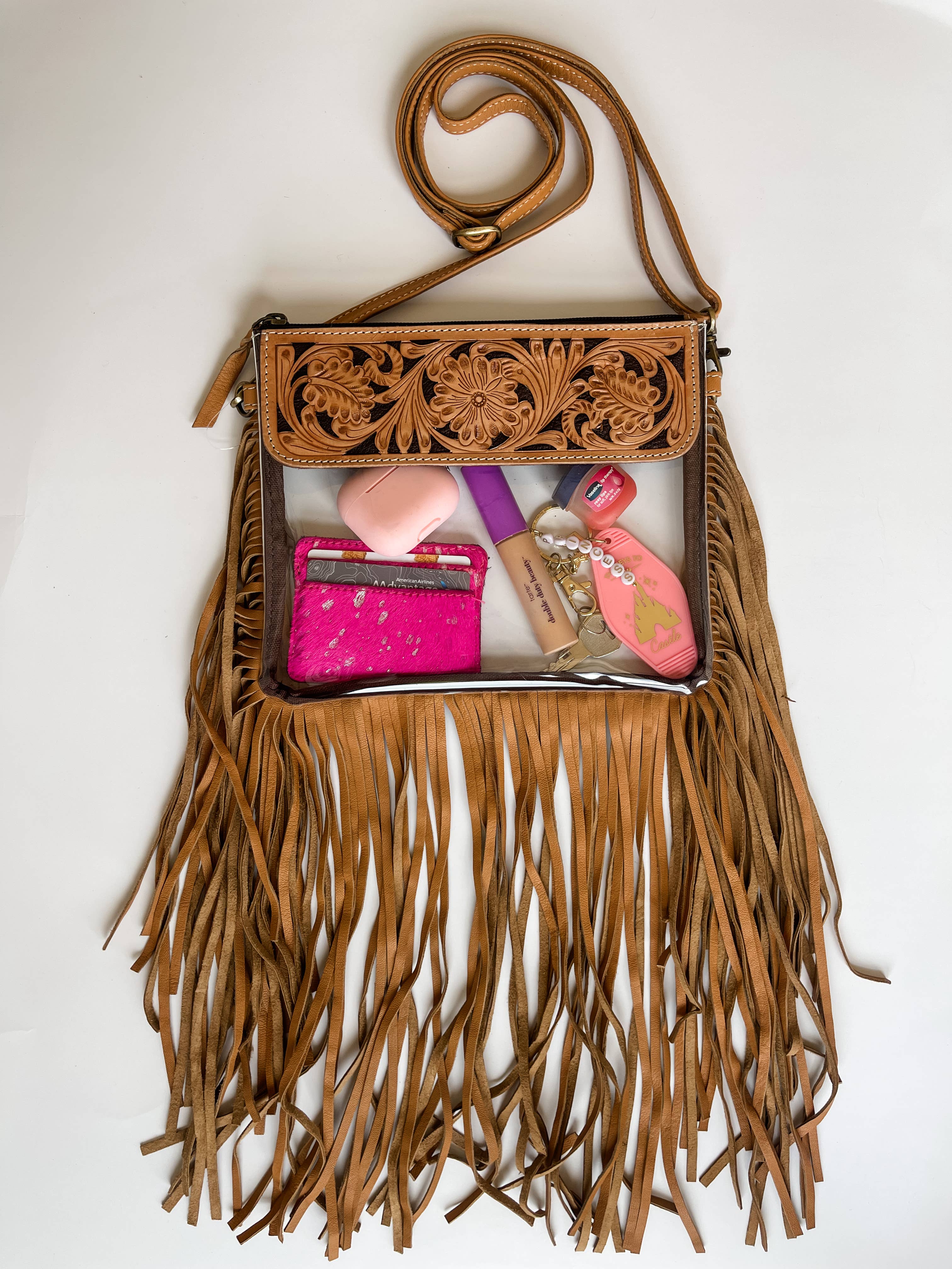 Hand Tooled Clear Purse Crossbody