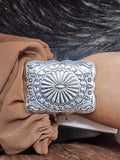 Silver Concho Stamped Hinge Bracelet