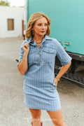 Denim Crystal Zip Dress