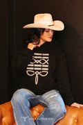 Black Boot Stitch Embroidered Pullover