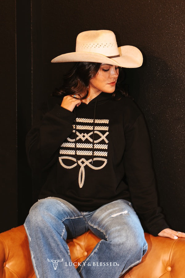 Black Boot Stitch Embroidered Pullover