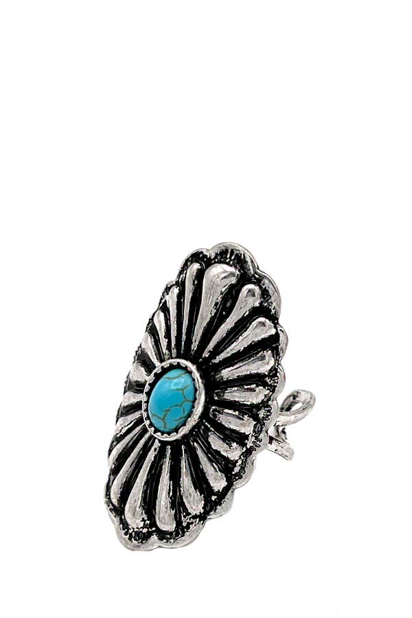 Turquoise Concho Cuff Ring