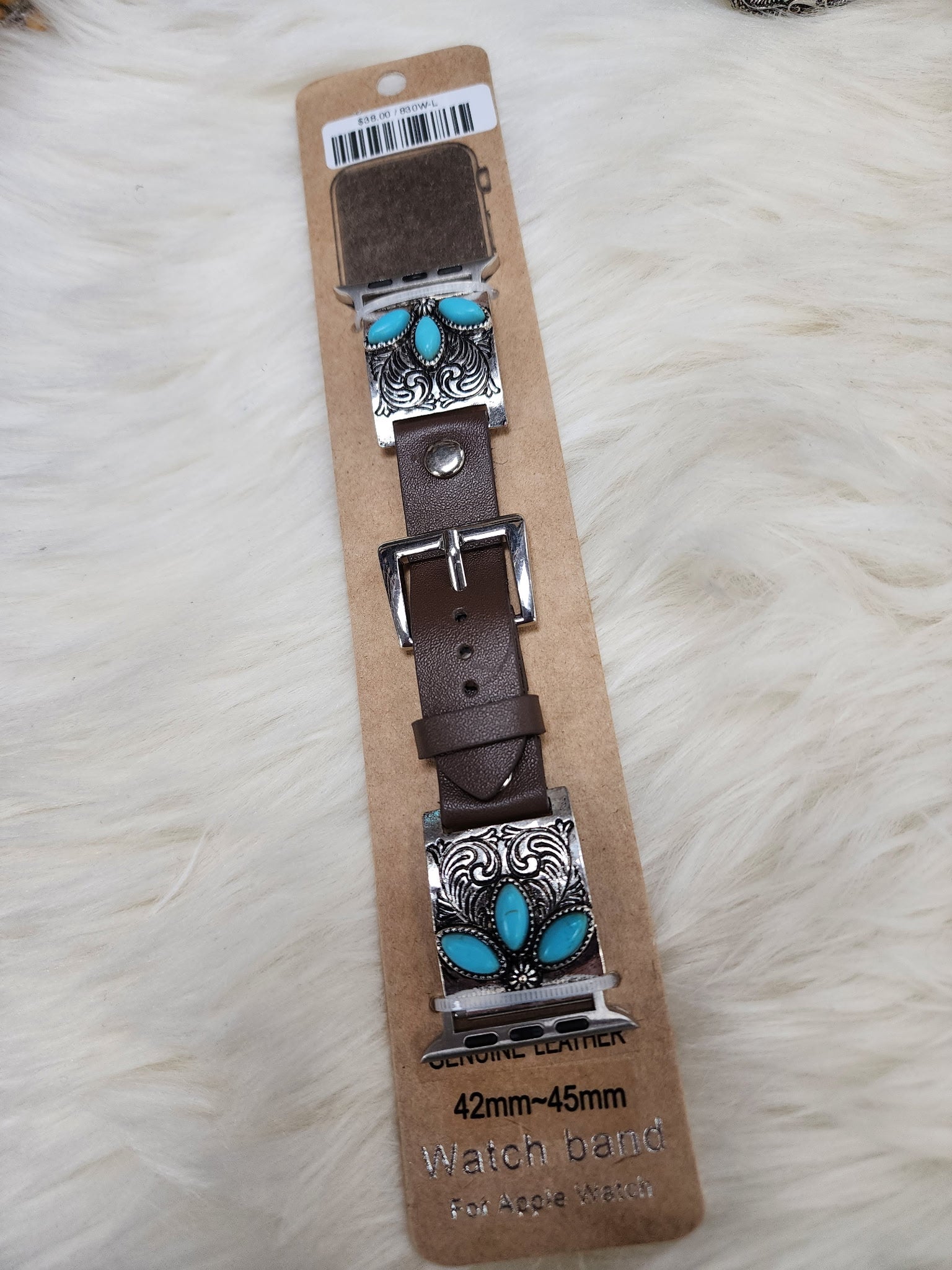 Turquoise Floral Boot Stitch Watch Band