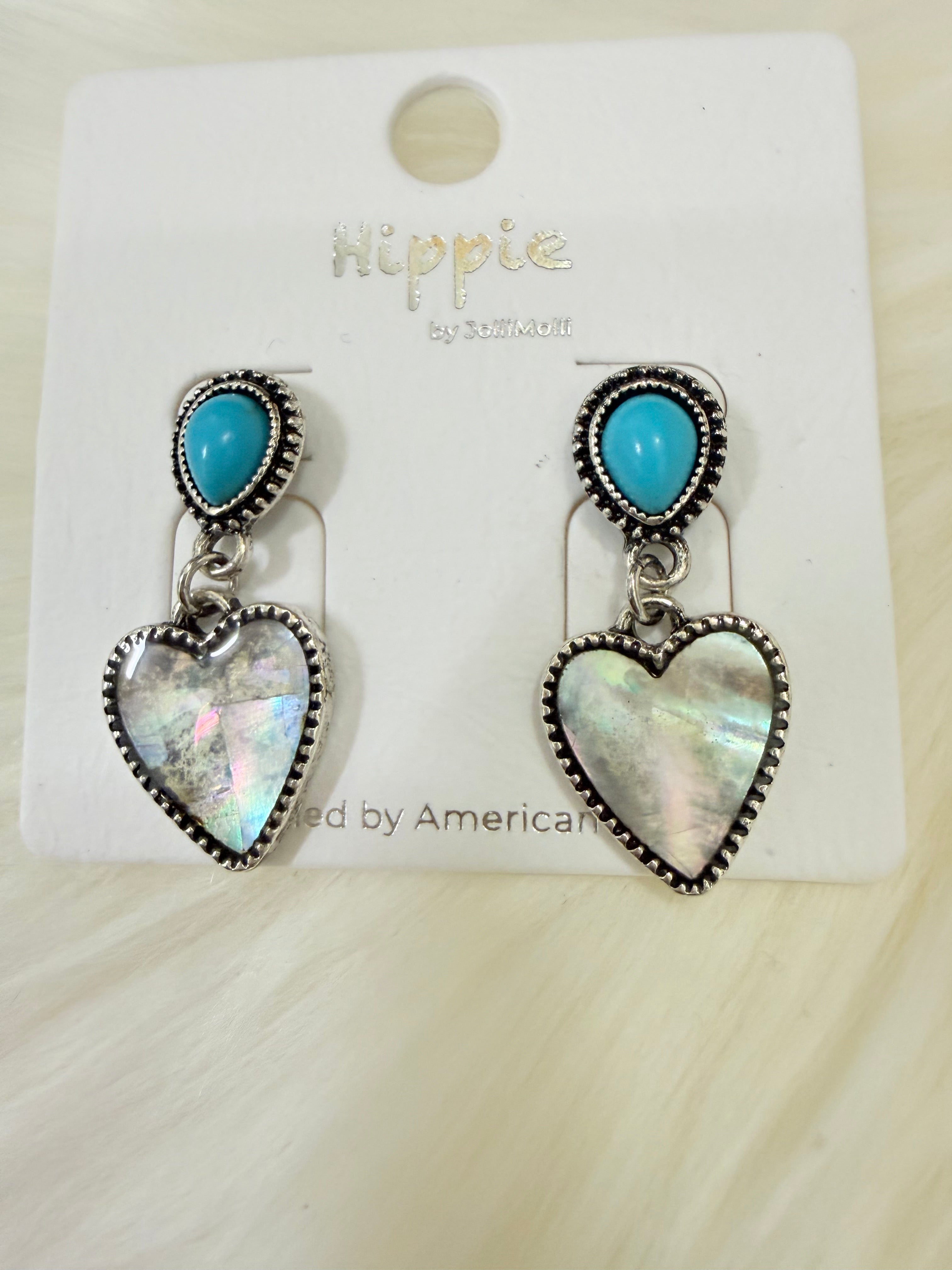 Opal Heart Turquoise Post Earrings