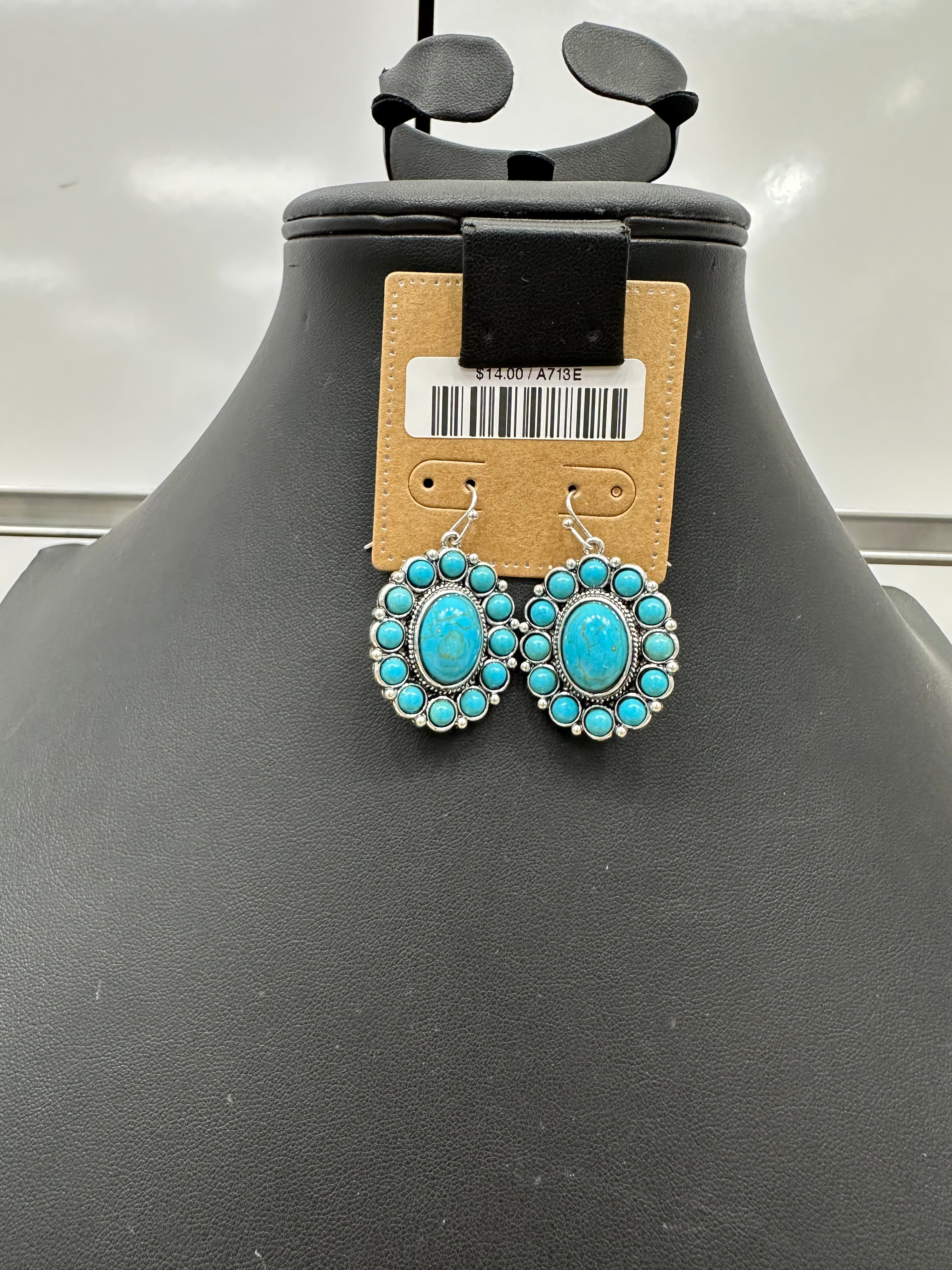 Turquoise Cluster Fishhook Earrings