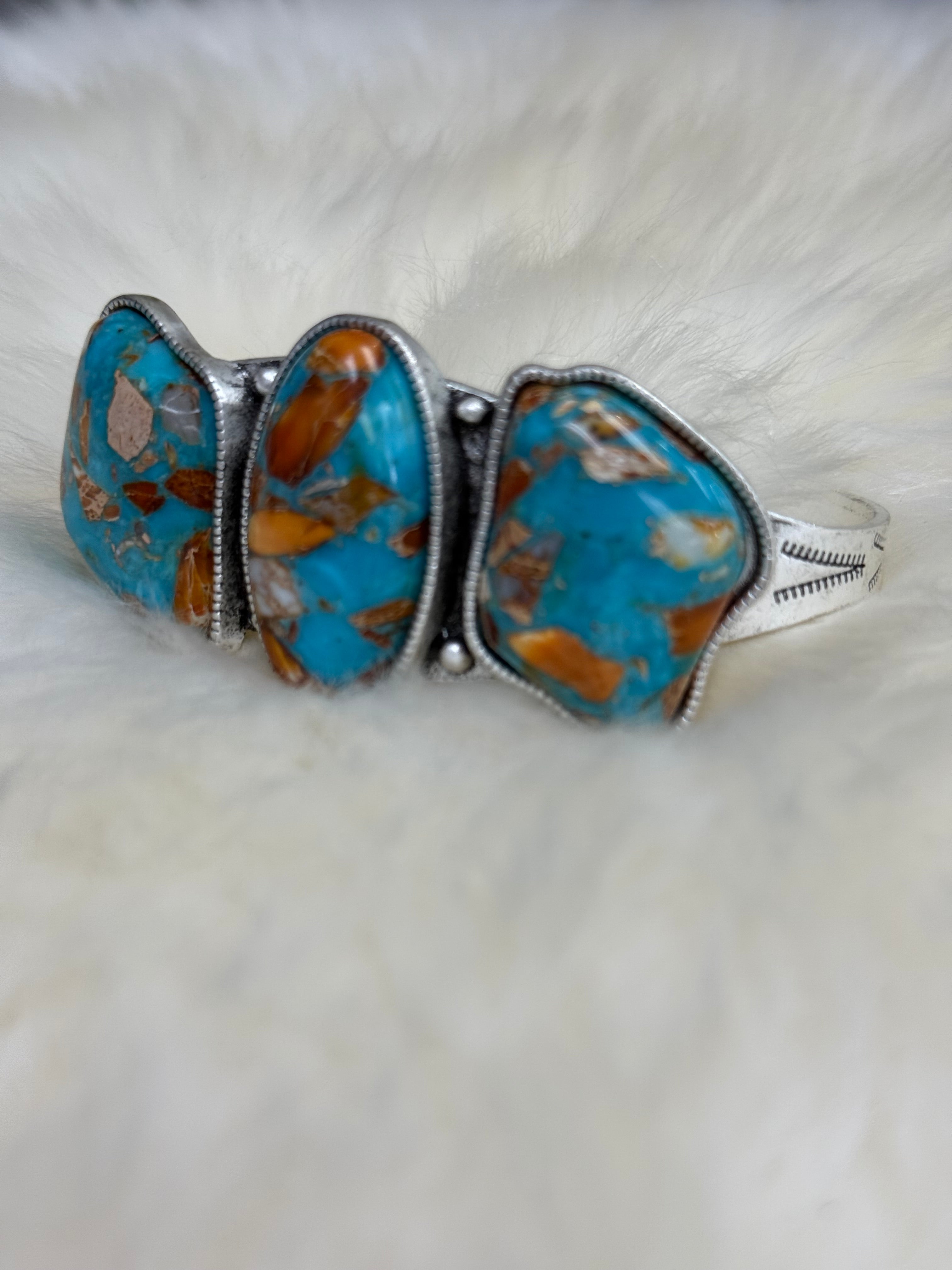 Turquoise Large Natural Stone Cuff Bracelet