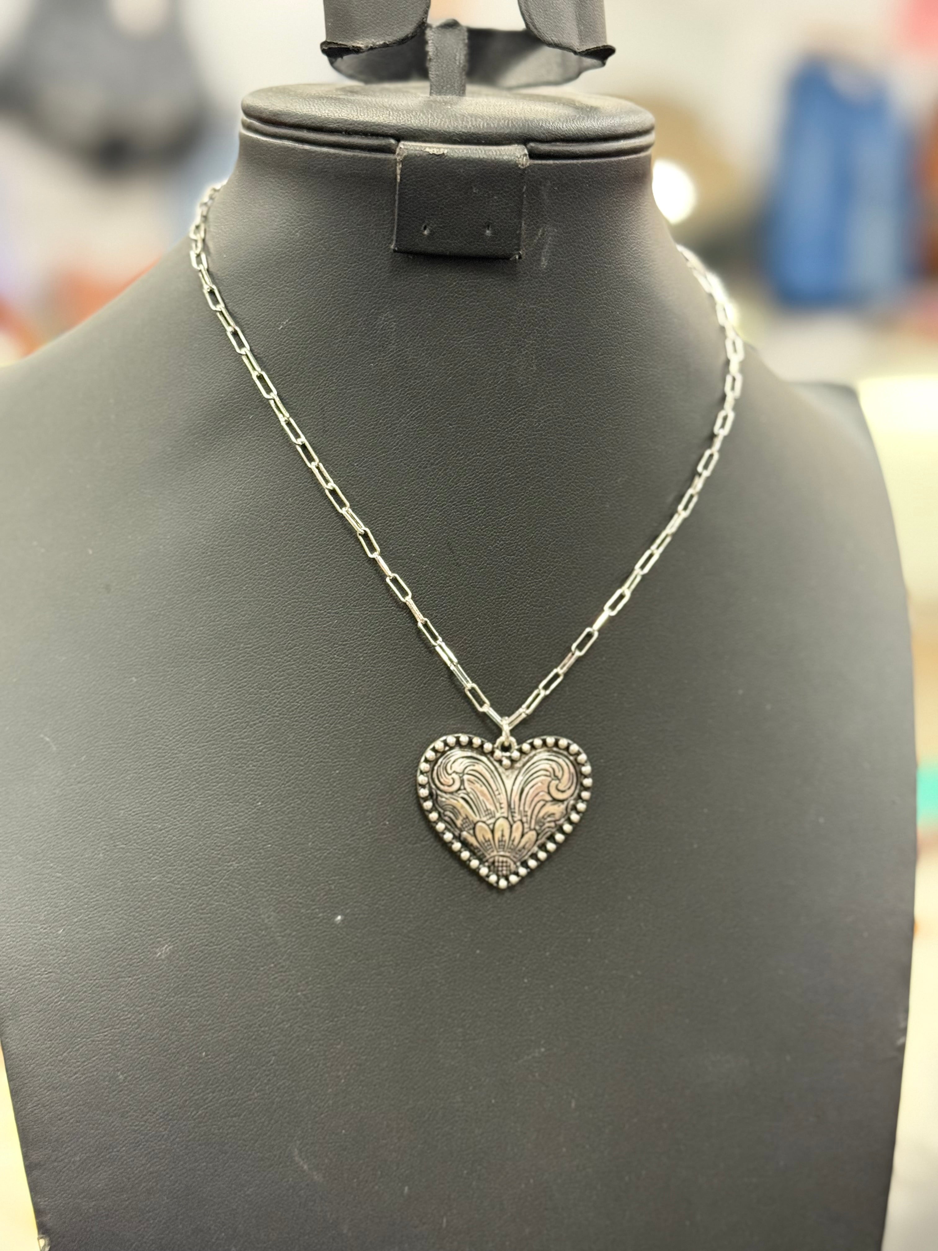Heart Scroll Pendant Necklace
