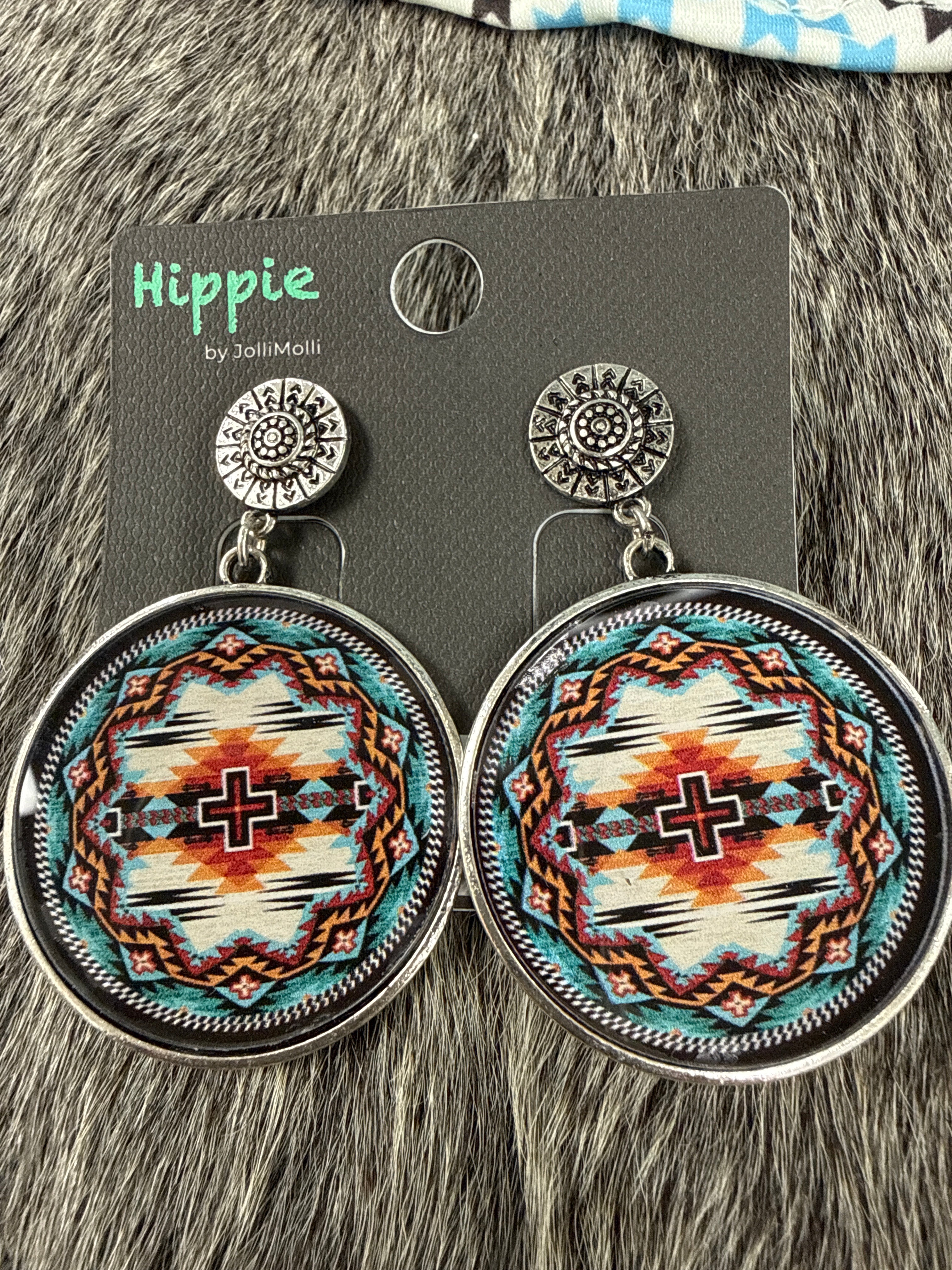 Southwestern Round Concho Post Earrings