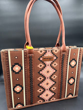 Load image into Gallery viewer, Wrangler Chocolate Southwestern Large Tote Bag
