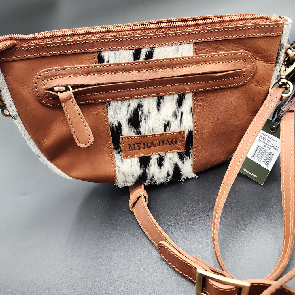 Salt & Pepper Leather Hand Tooled Crossbody Purse