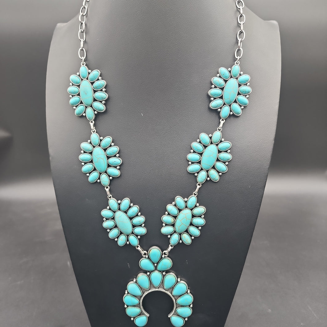 Turquoise Inspired Cluster Necklace and Earrings Set