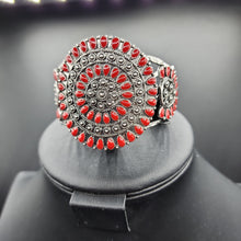 Load image into Gallery viewer, Coral Inspired Stone Cluster Cuff Bracelet
